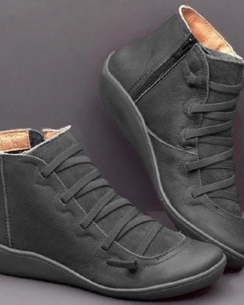Women's Polished Leather Boots with Underfoot Support