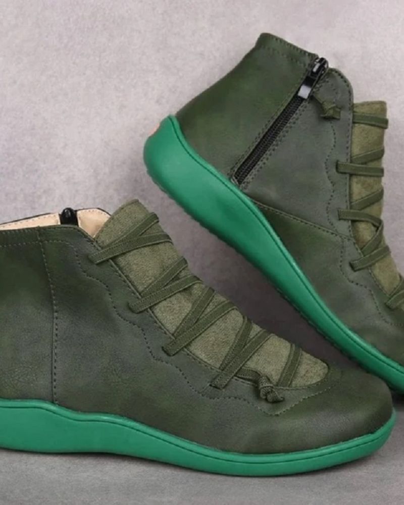 Women's Polished Leather Boots with Underfoot Support