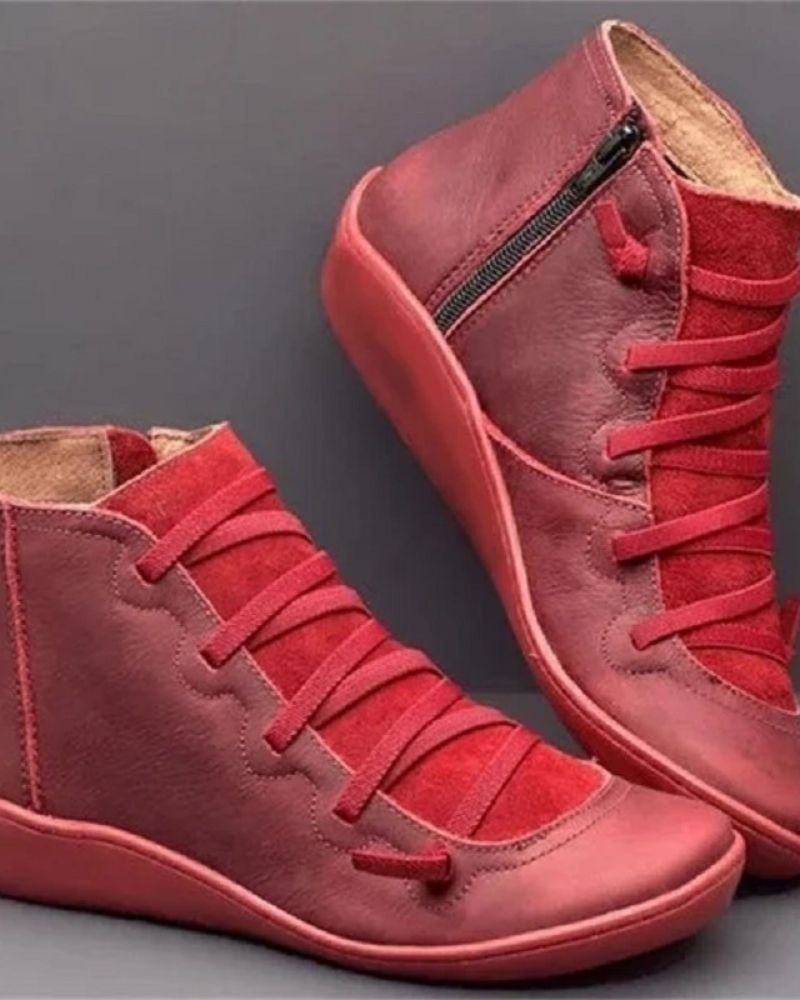 Women's Polished Leather Boots with Underfoot Support