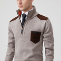 Men's Soft Knit Zip Neck Sweater with Pocket