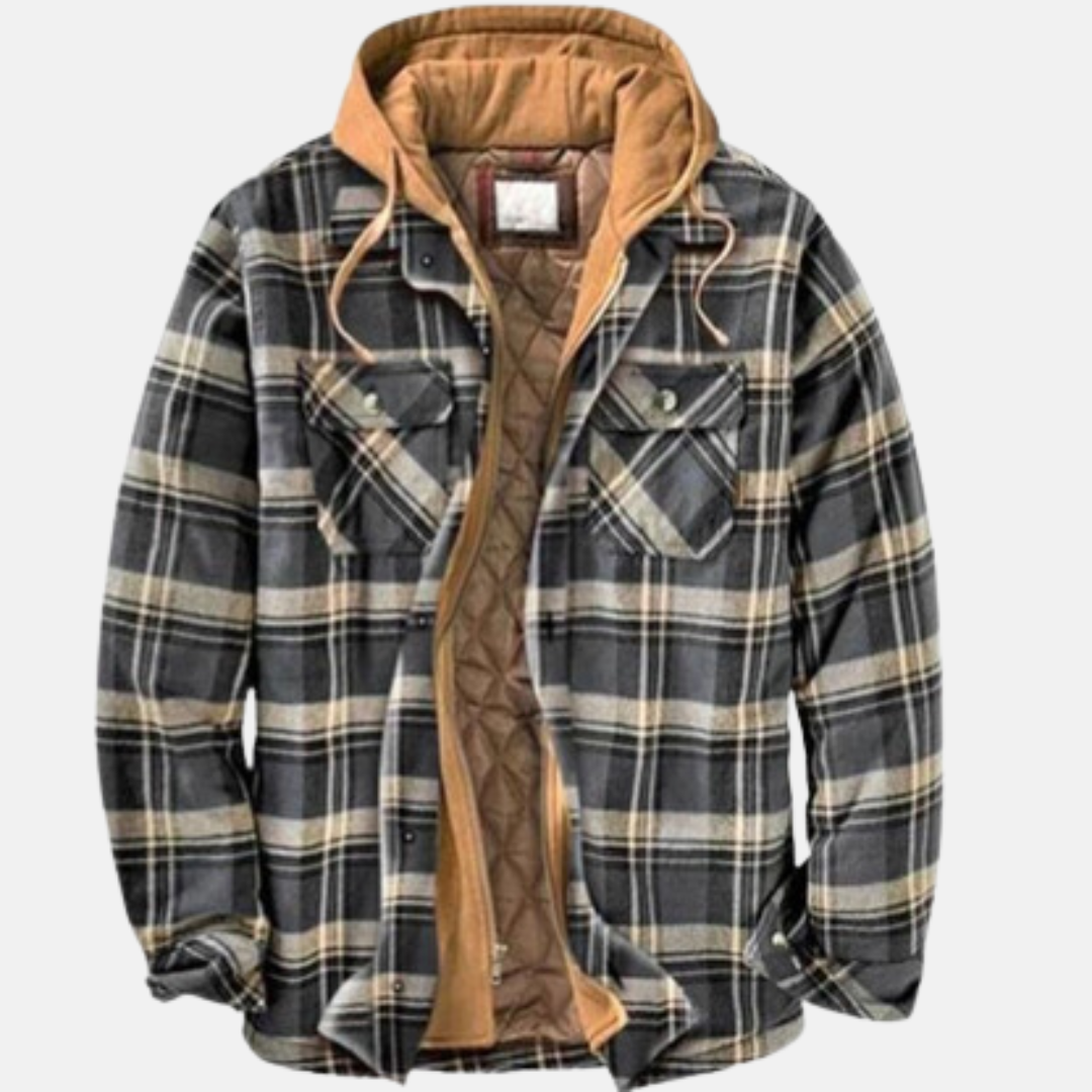 Men's Quilted Shacket with Attached Hood