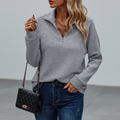 Women's Quarter Zip Ribbed Knit Structured Sweater
