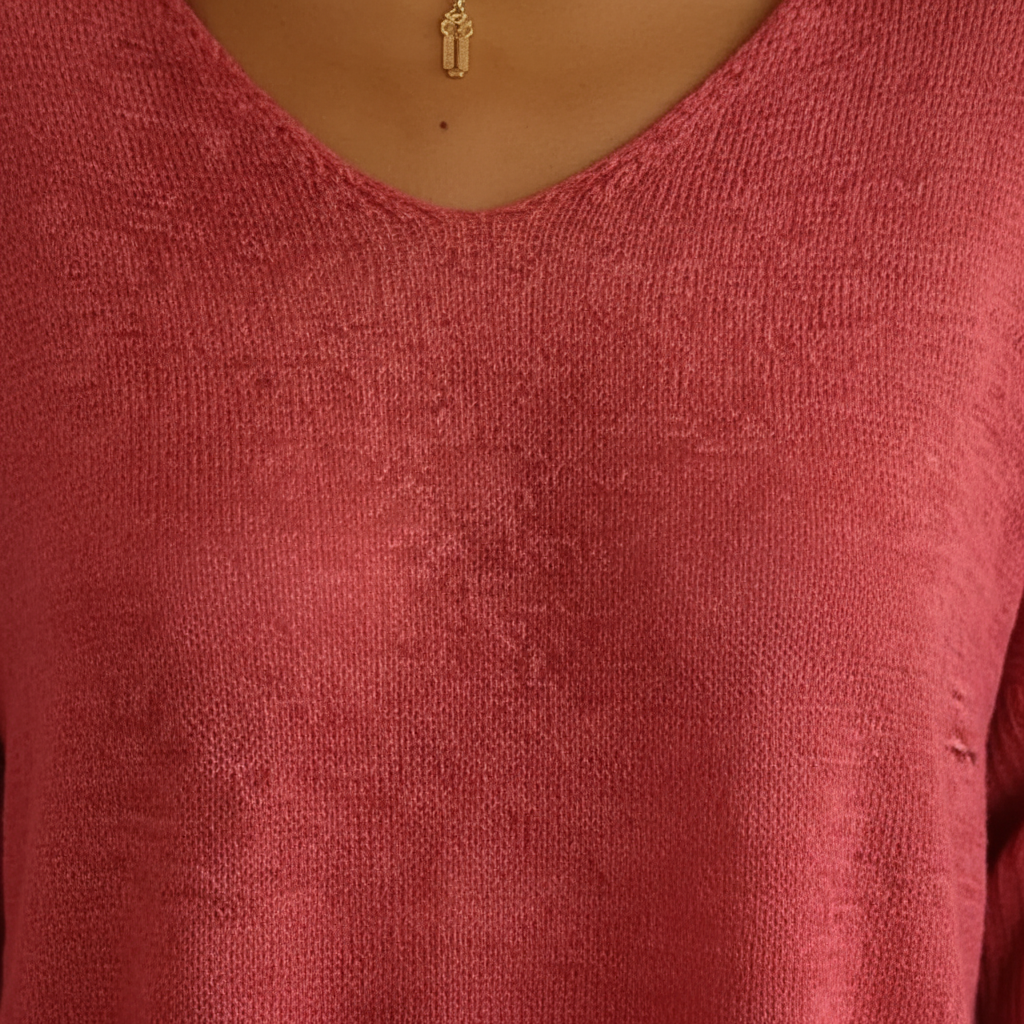 Women's Light Fluid Knit V Neckline Sweater Top