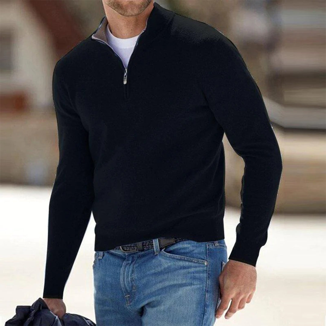 Men's Lightweight Zip-Neck Working Day Knit Sweater
