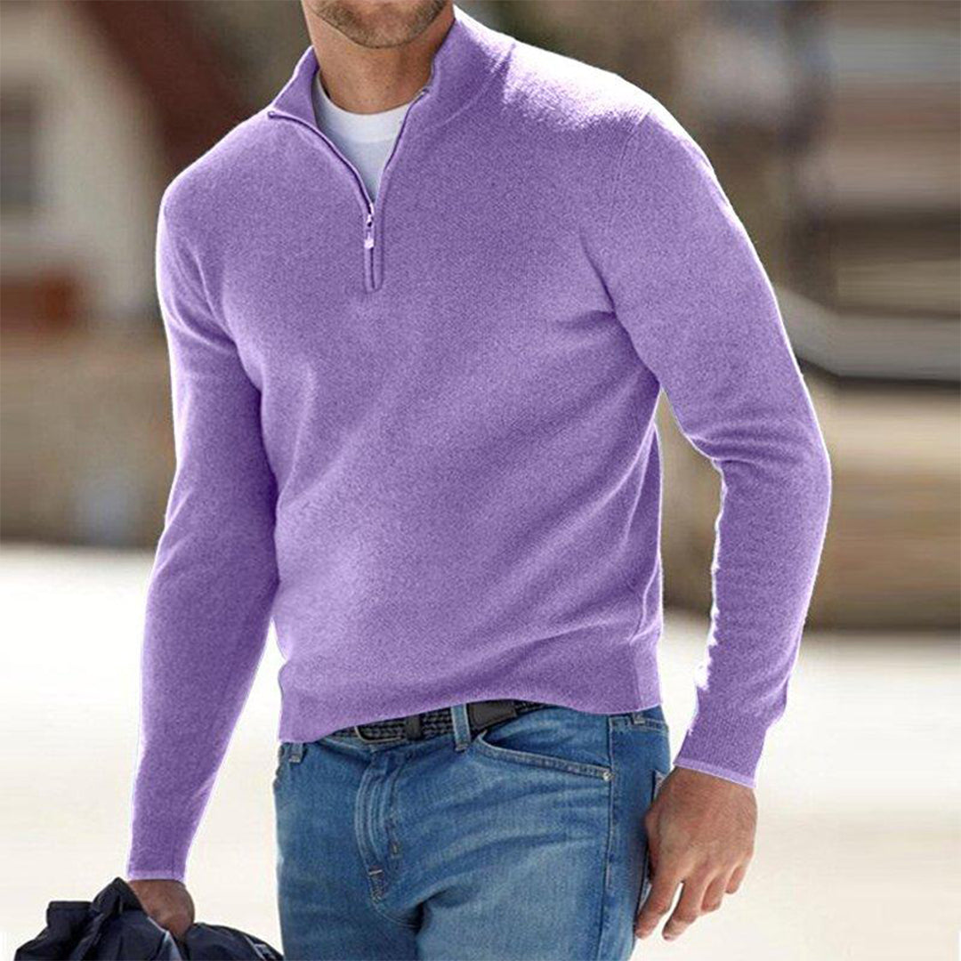 Men's Lightweight Zip-Neck Working Day Knit Sweater