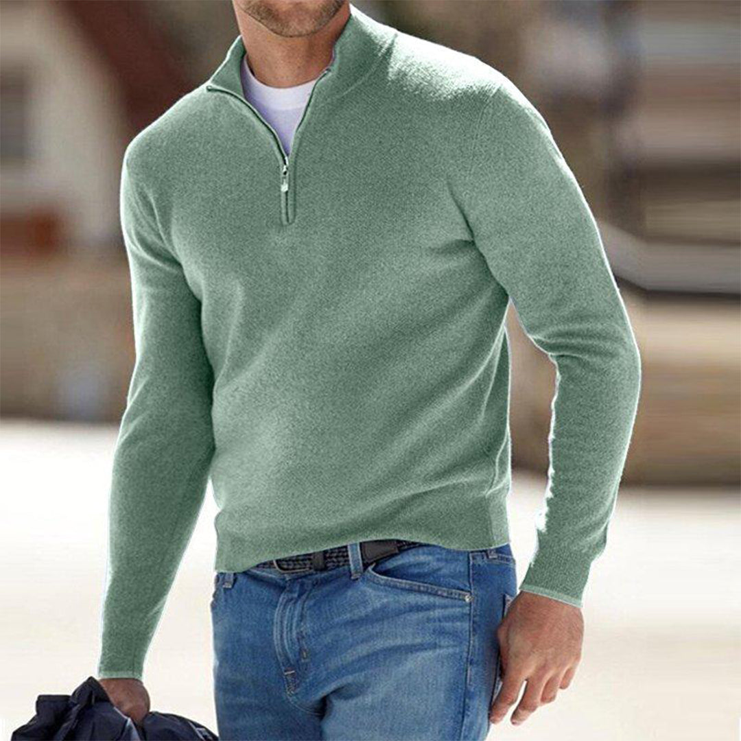 Men's Lightweight Zip-Neck Working Day Knit Sweater