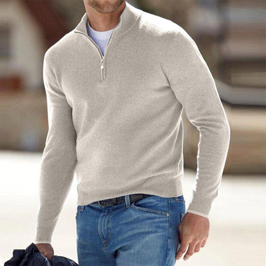 Men's Lightweight Zip-Neck Working Day Knit Sweater