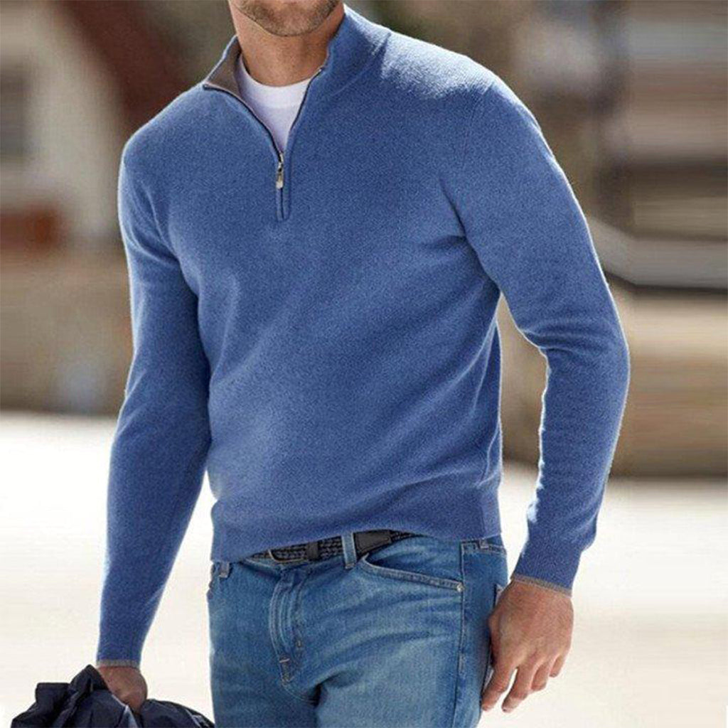 Men's Lightweight Zip-Neck Working Day Knit Sweater