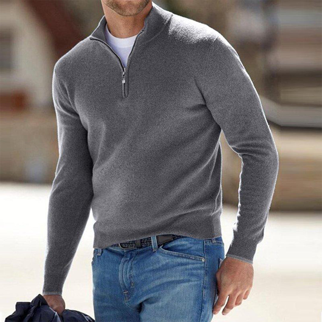 Men's Lightweight Zip-Neck Working Day Knit Sweater