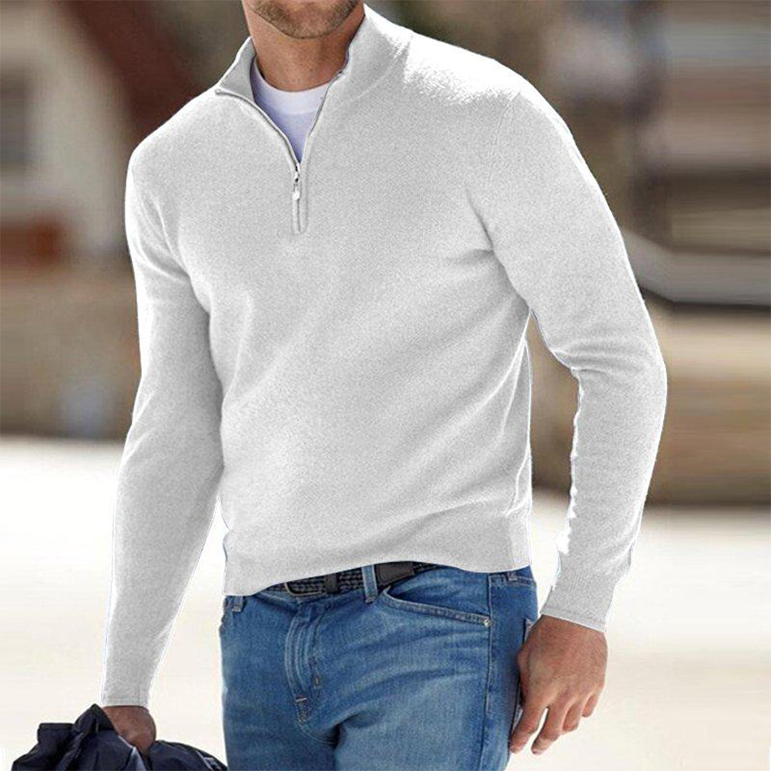 Men's Lightweight Zip-Neck Working Day Knit Sweater