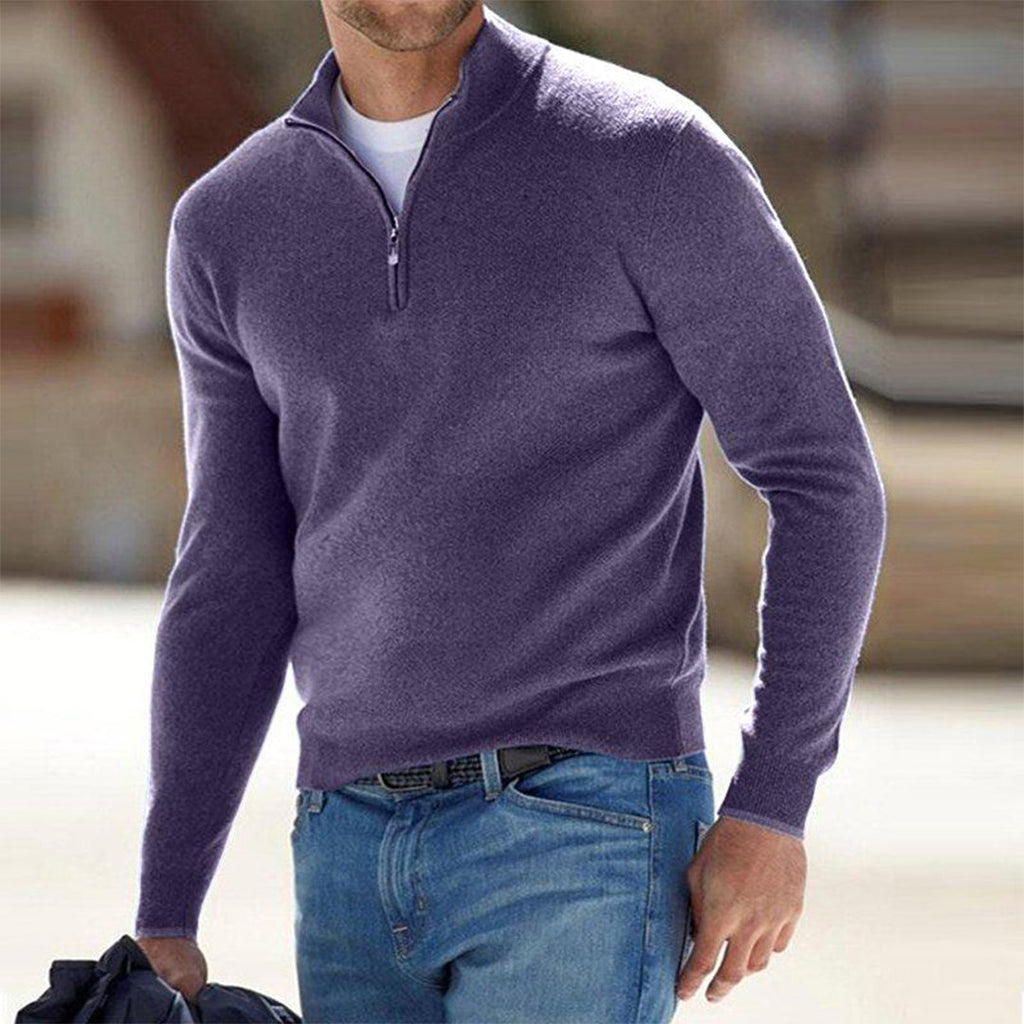 Men's Lightweight Zip-Neck Working Day Knit Sweater