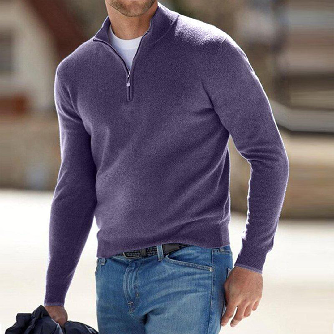 Men's Lightweight Zip-Neck Working Day Knit Sweater