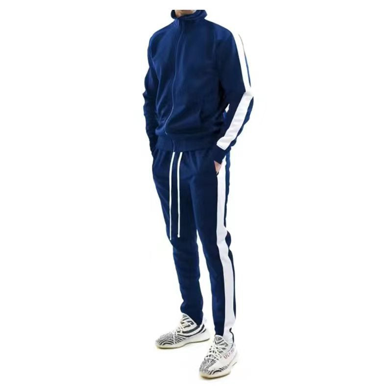 Men's Coordinated Striped Track Jacket Pants Tracksuit