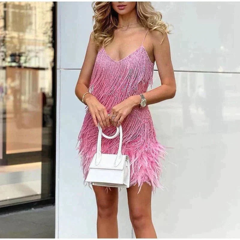 Women's Body-Skimming Evening Party Mini Dress with Sequins