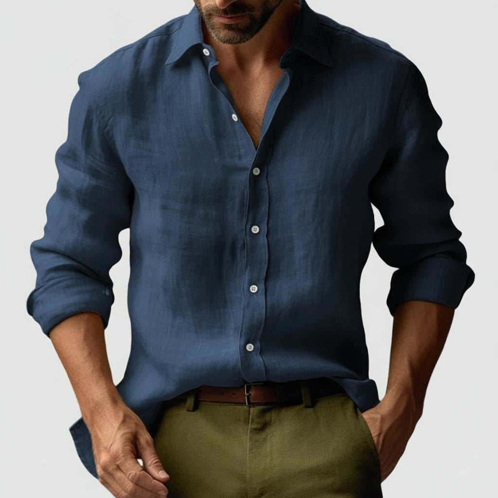 Men's Summer Retro-Style Long-Sleeved Casual Shirt