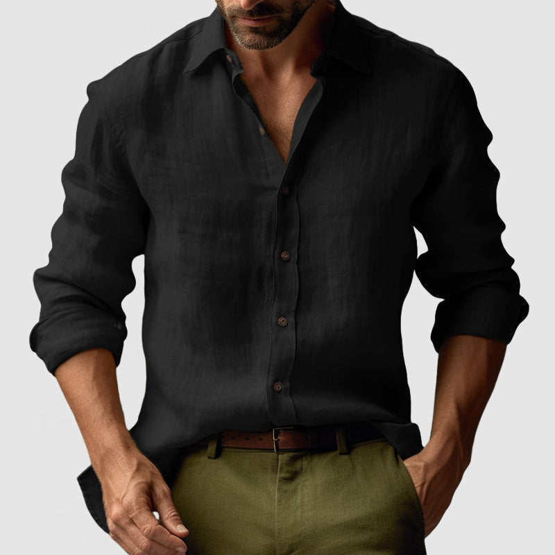 Men's Summer Retro-Style Long-Sleeved Casual Shirt