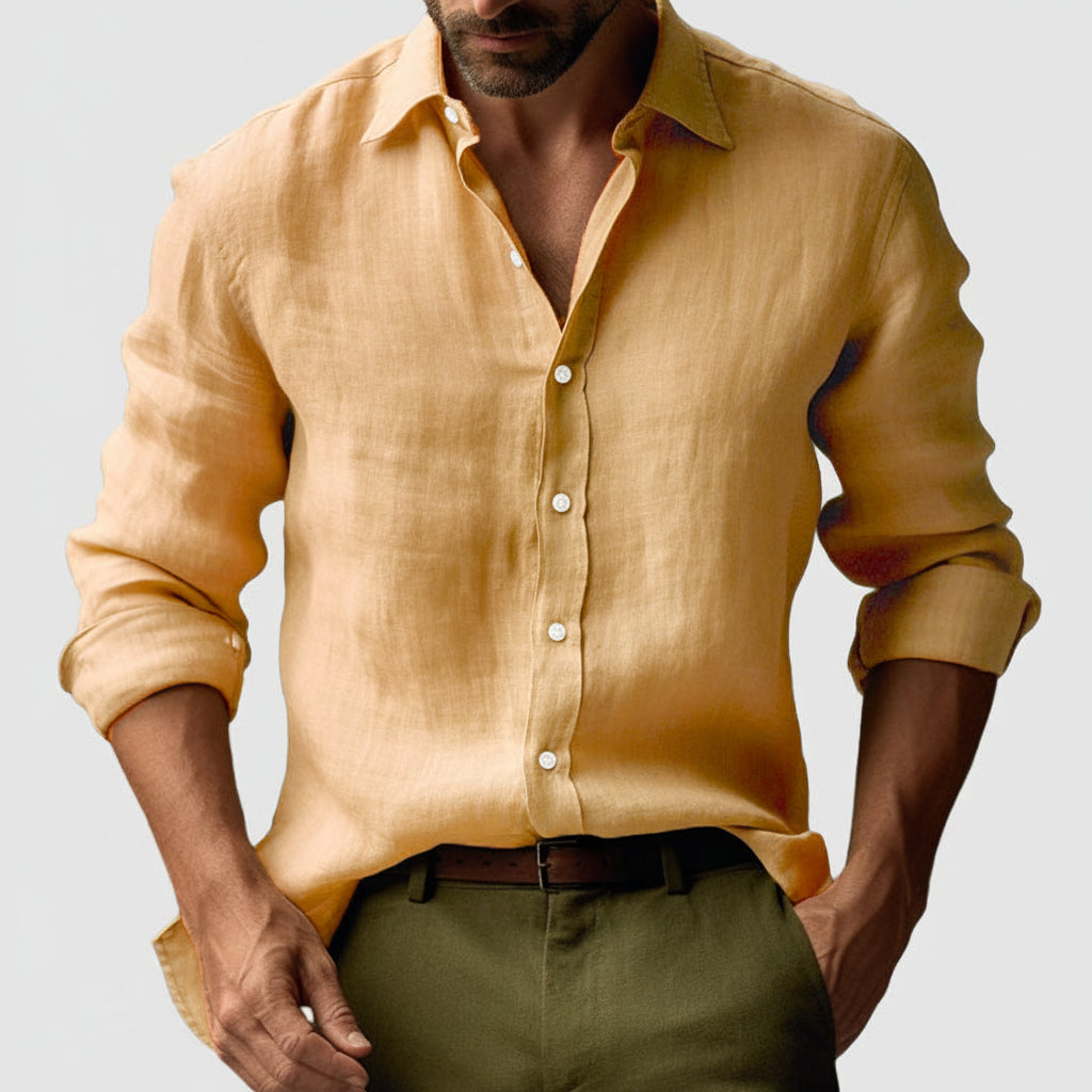 Men's Summer Retro-Style Long-Sleeved Casual Shirt
