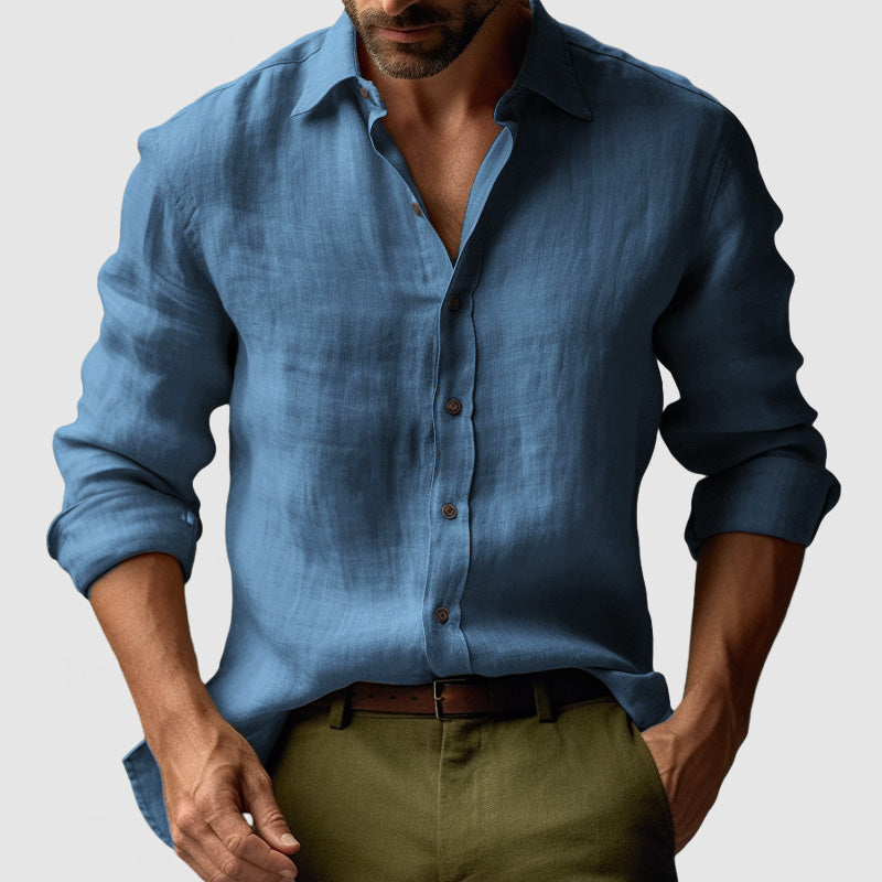 Men's Summer Retro-Style Long-Sleeved Casual Shirt