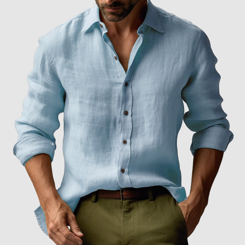 Men's Summer Retro-Style Long-Sleeved Casual Shirt