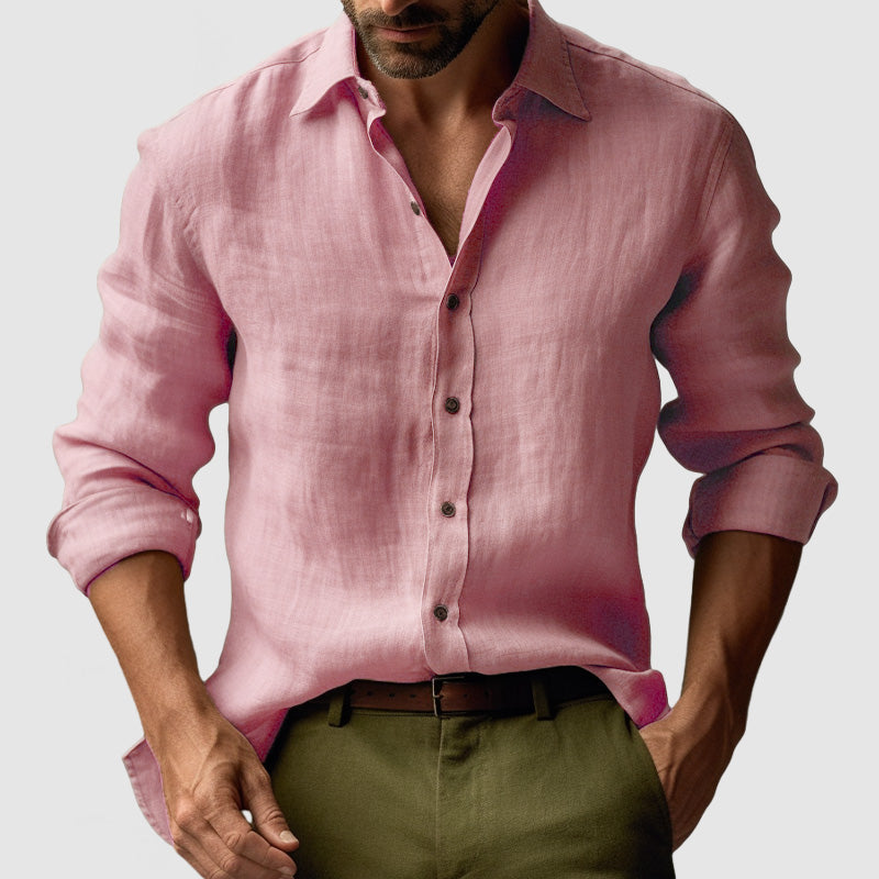 Men's Summer Retro-Style Long-Sleeved Casual Shirt