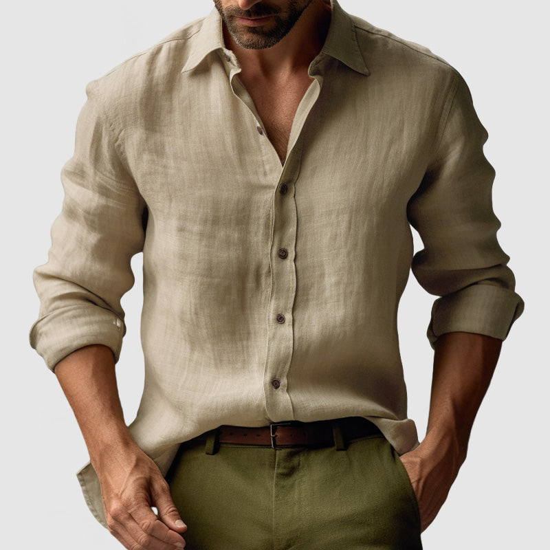 Men's Summer Retro-Style Long-Sleeved Casual Shirt