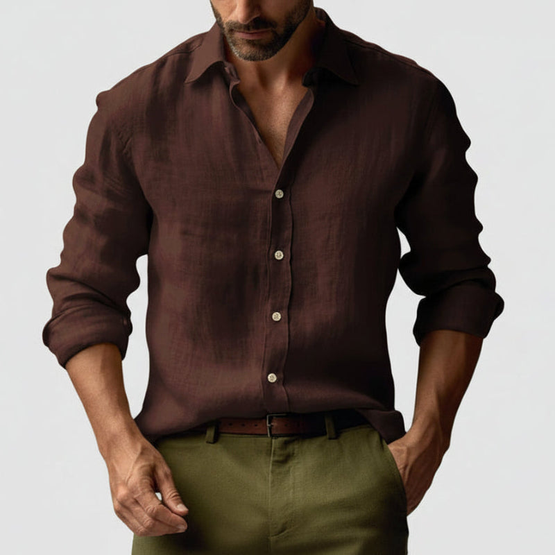 Men's Summer Retro-Style Long-Sleeved Casual Shirt