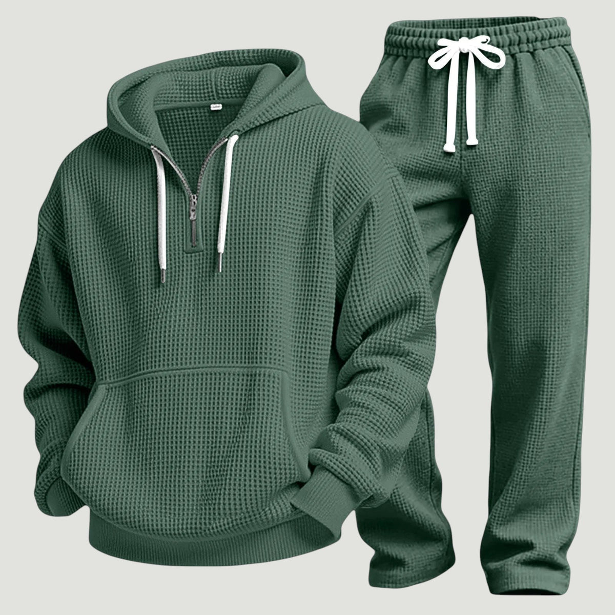 Men's Textured Waffle Pullover Hoodie Travel Sweatsuit