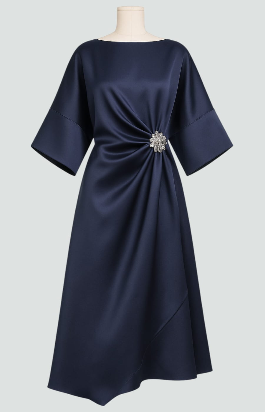 Women's Formal Event Maxi Dress with Brooch and Cape Sleeves
