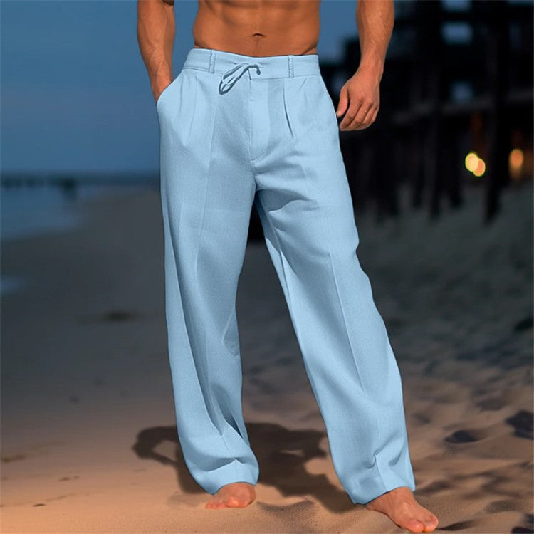 Men's Relaxed Spring Tailored Pleated Travel Pants