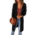 Women's Draped Open Cardigan with Ribbed Sleeve Cuffs