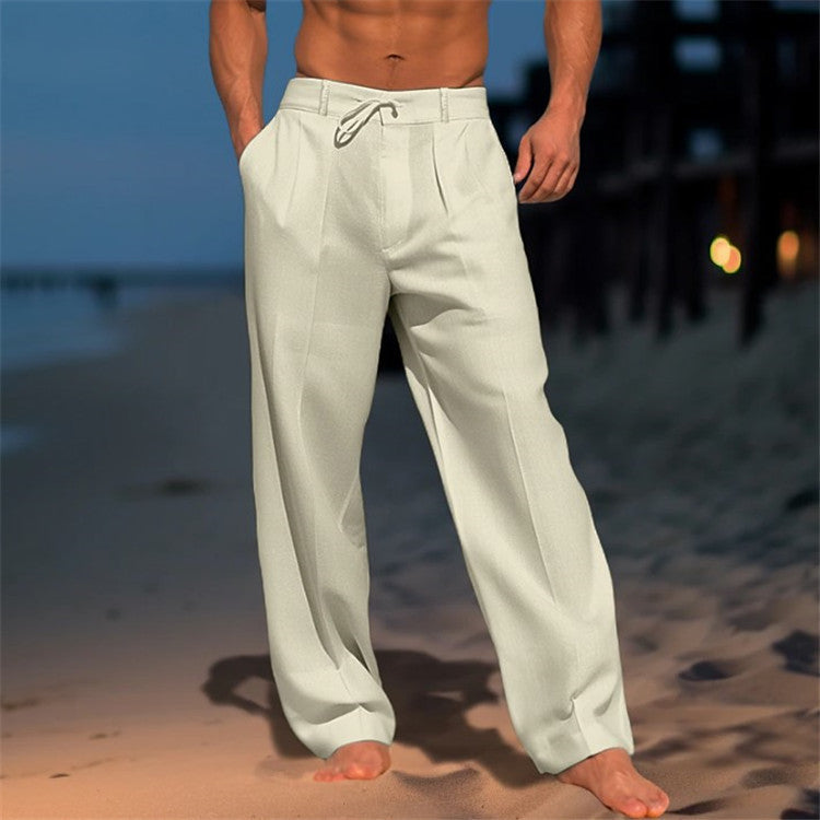 Men's Relaxed Spring Tailored Pleated Travel Pants