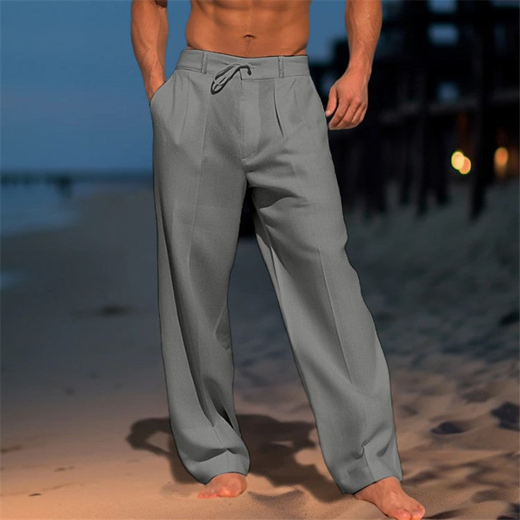 Men's Relaxed Spring Tailored Pleated Travel Pants