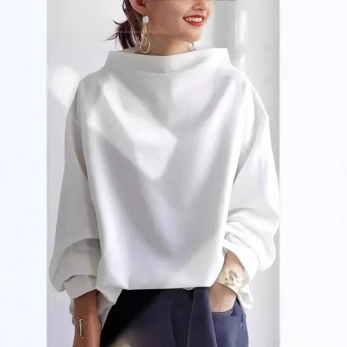 Women's Relaxed High Roll Collar Knit Sweater