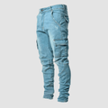Men's Streetwear Slim Utility Denim Cargo Jeans
