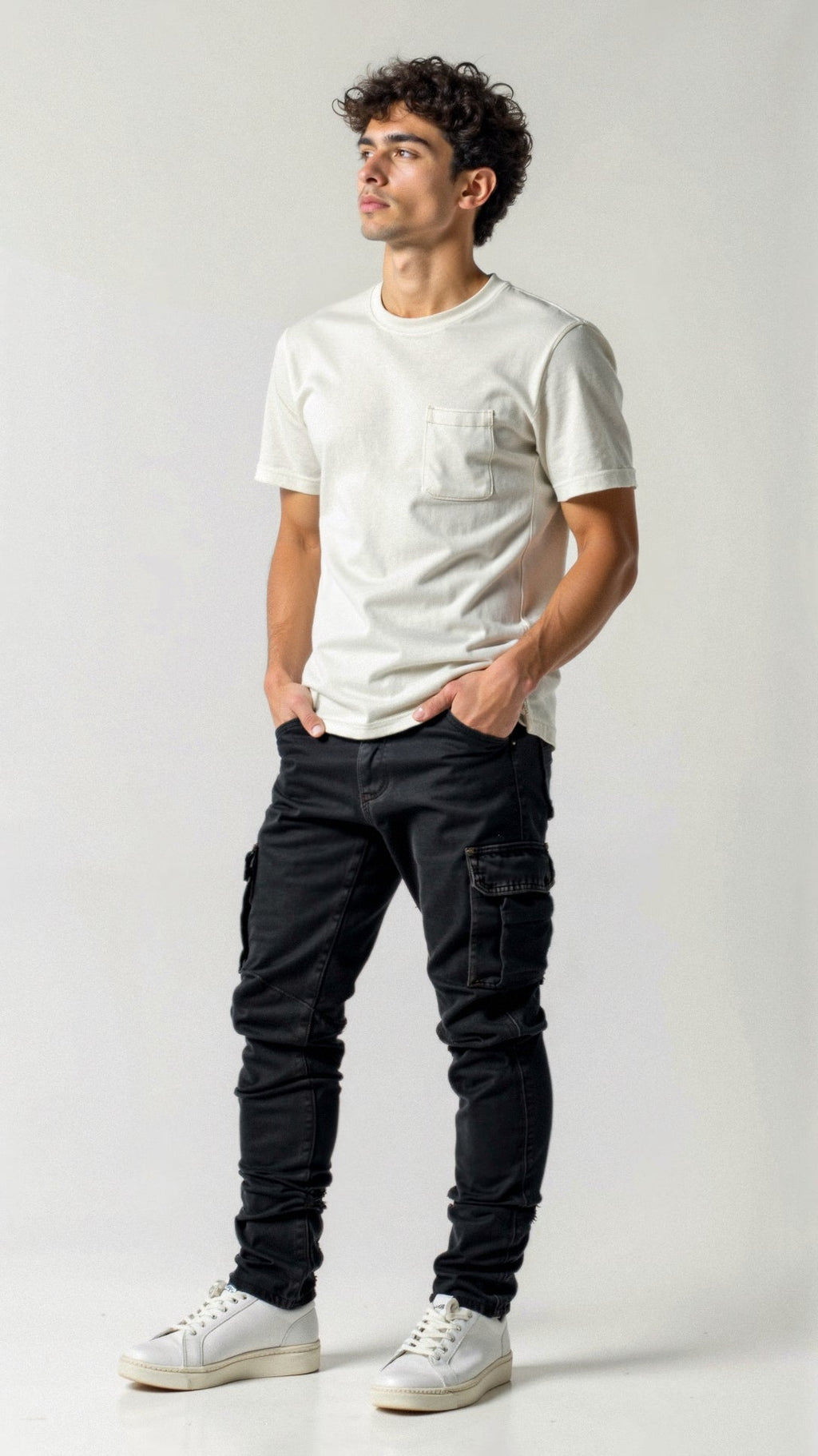Men's Streetwear Slim Utility Denim Cargo Jeans