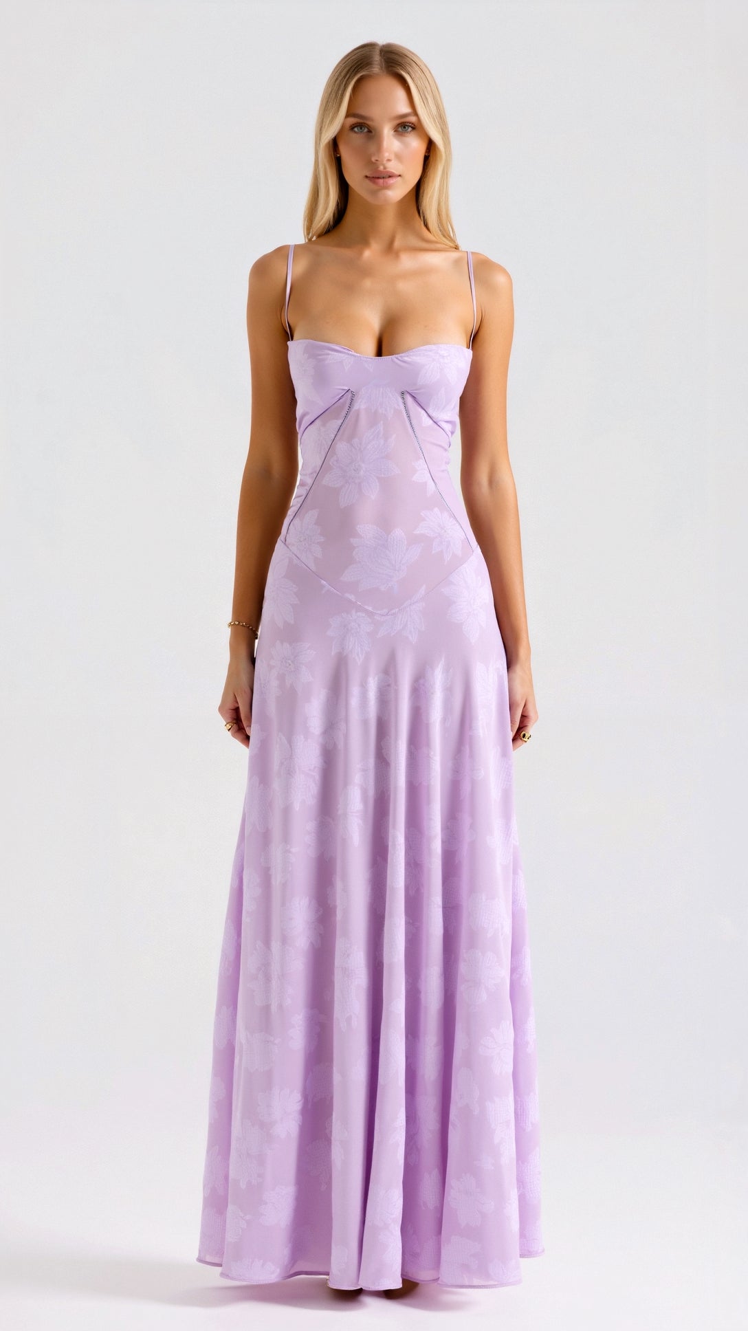 Women's Romantic Slip Style Gown with Corset Back