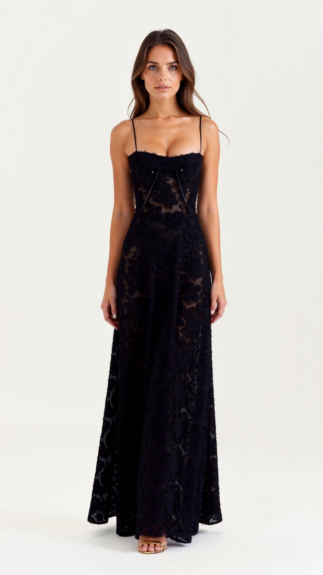 Women's Romantic Slip Style Gown with Corset Back