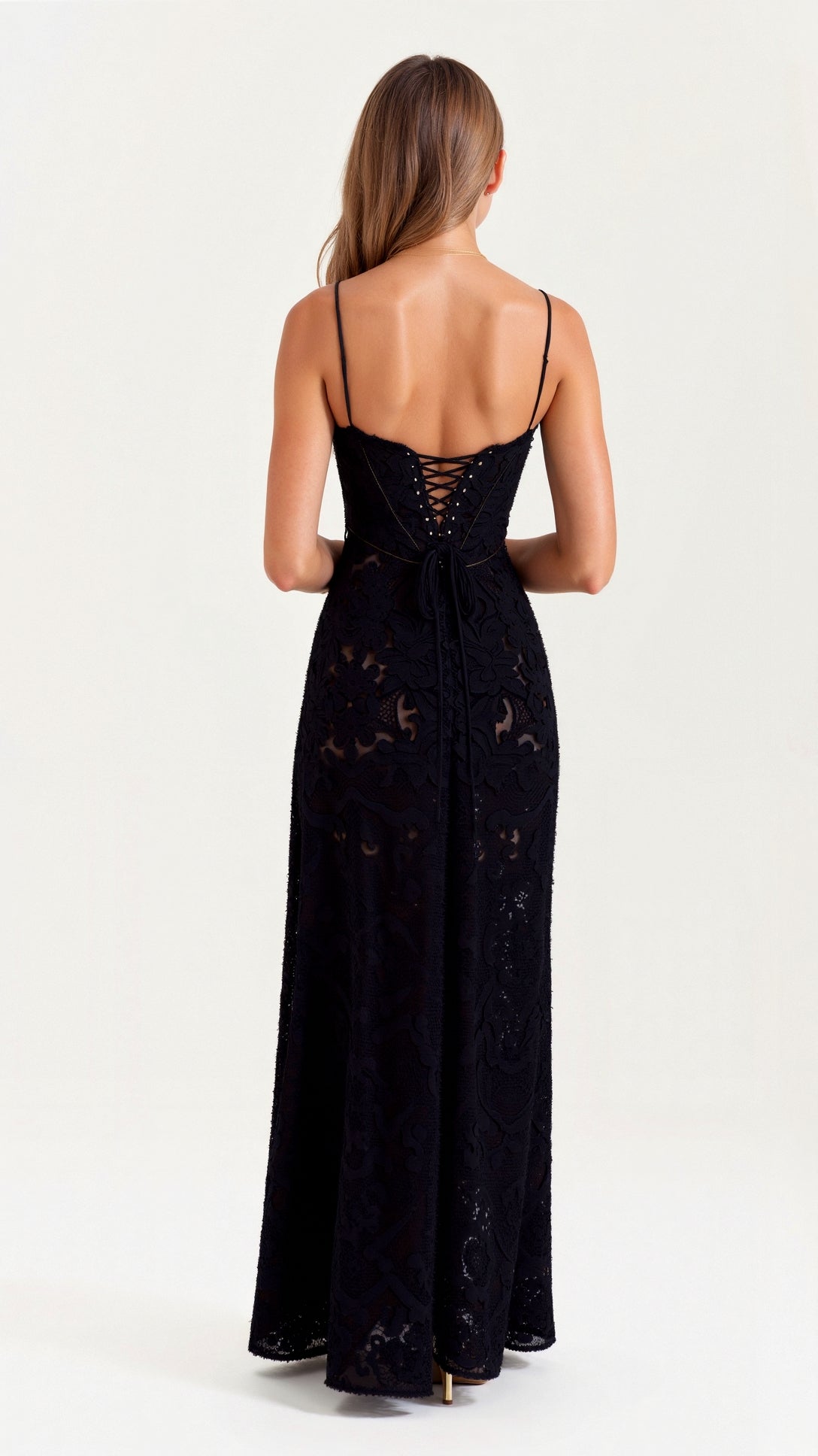 Women's Romantic Slip Style Gown with Corset Back