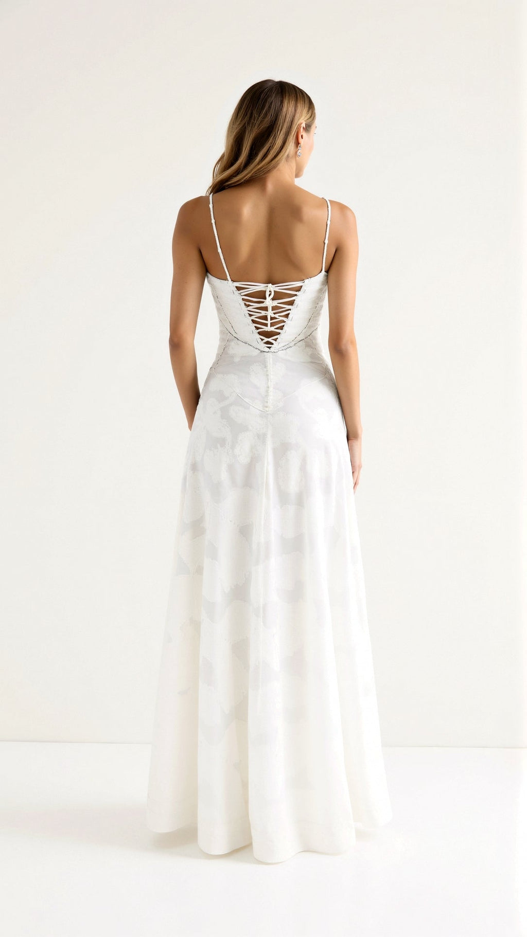 Women's Romantic Slip Style Gown with Corset Back