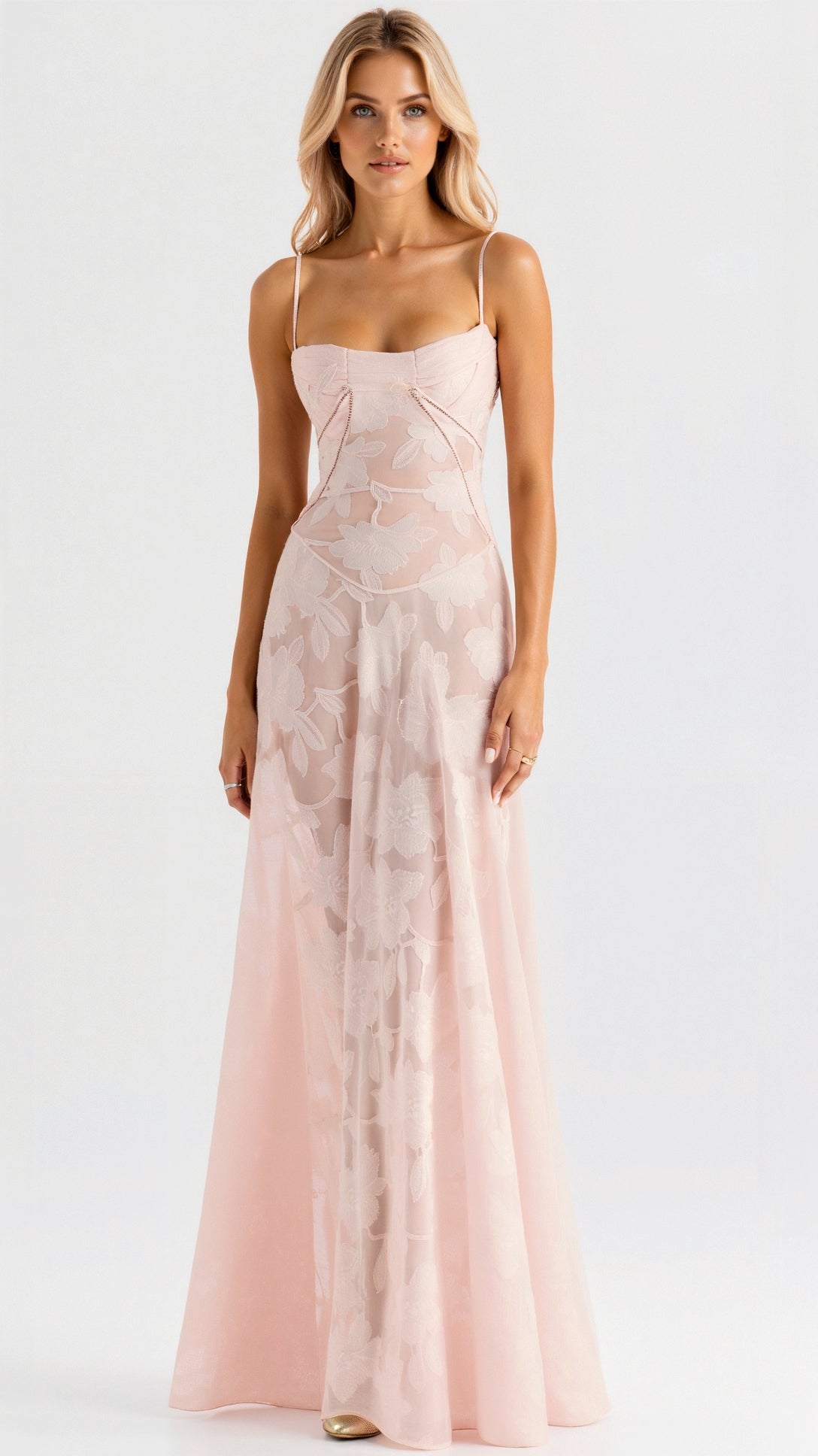 Women's Romantic Slip Style Gown with Corset Back