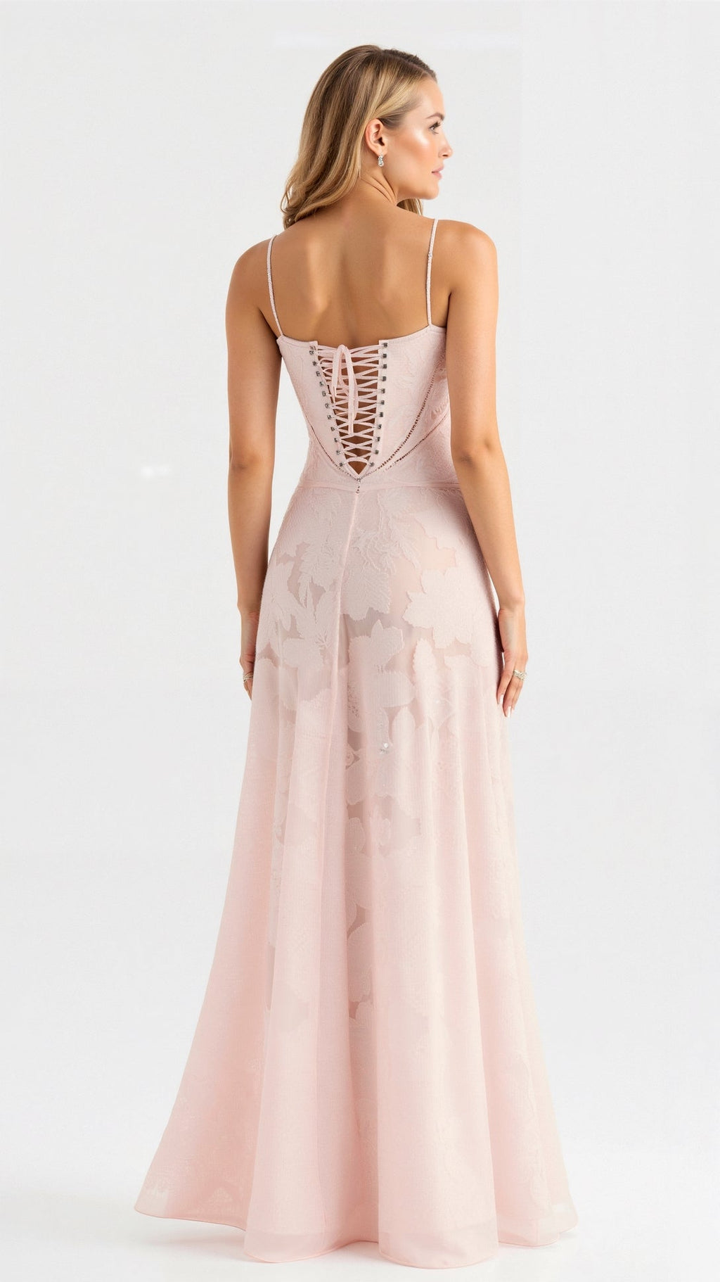 Women's Romantic Slip Style Gown with Corset Back