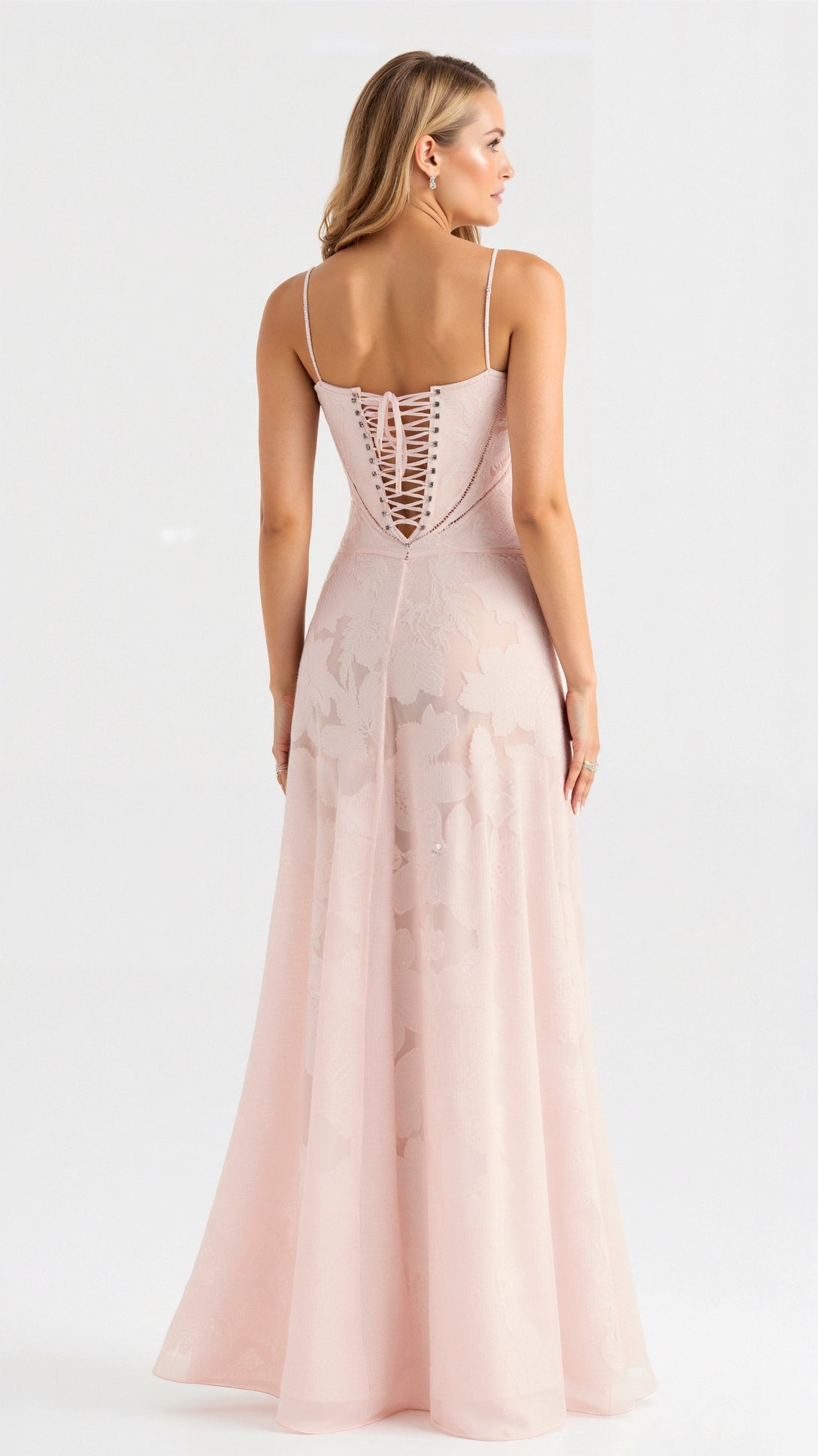 Women's Romantic Slip Style Gown with Corset Back