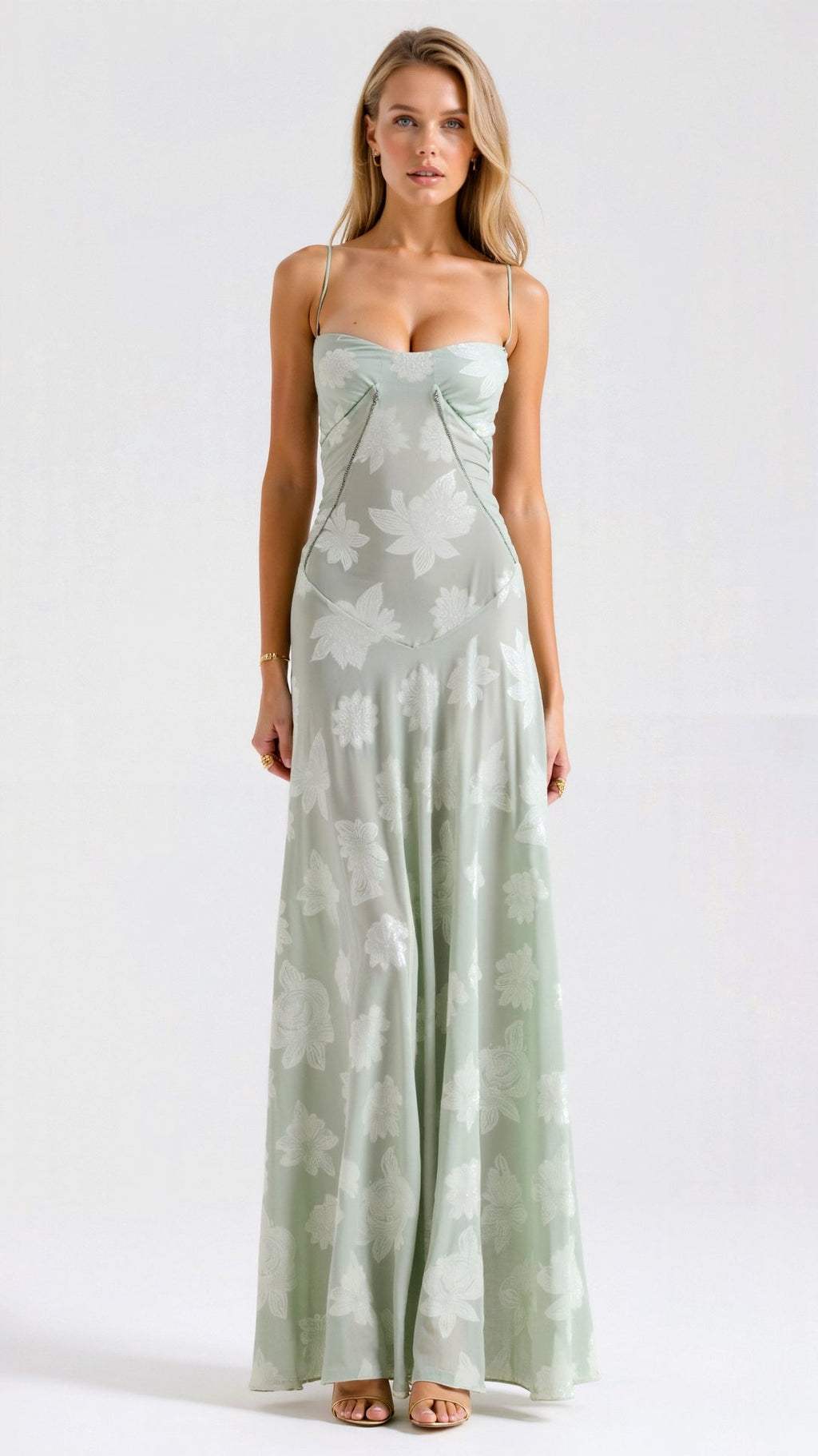 Women's Romantic Slip Style Gown with Corset Back
