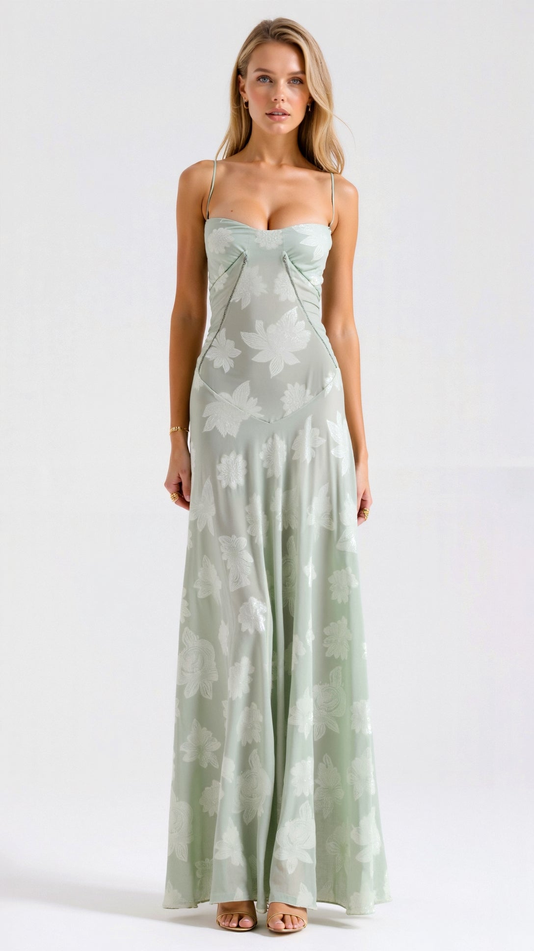 Women's Romantic Slip Style Gown with Corset Back