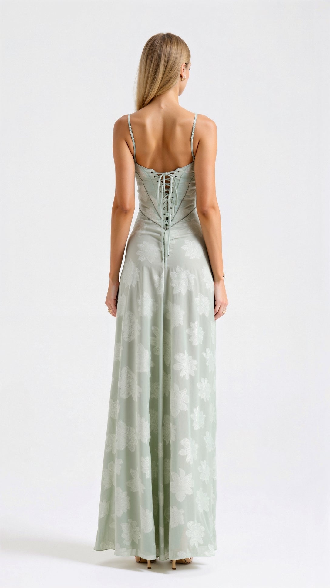 Women's Romantic Slip Style Gown with Corset Back