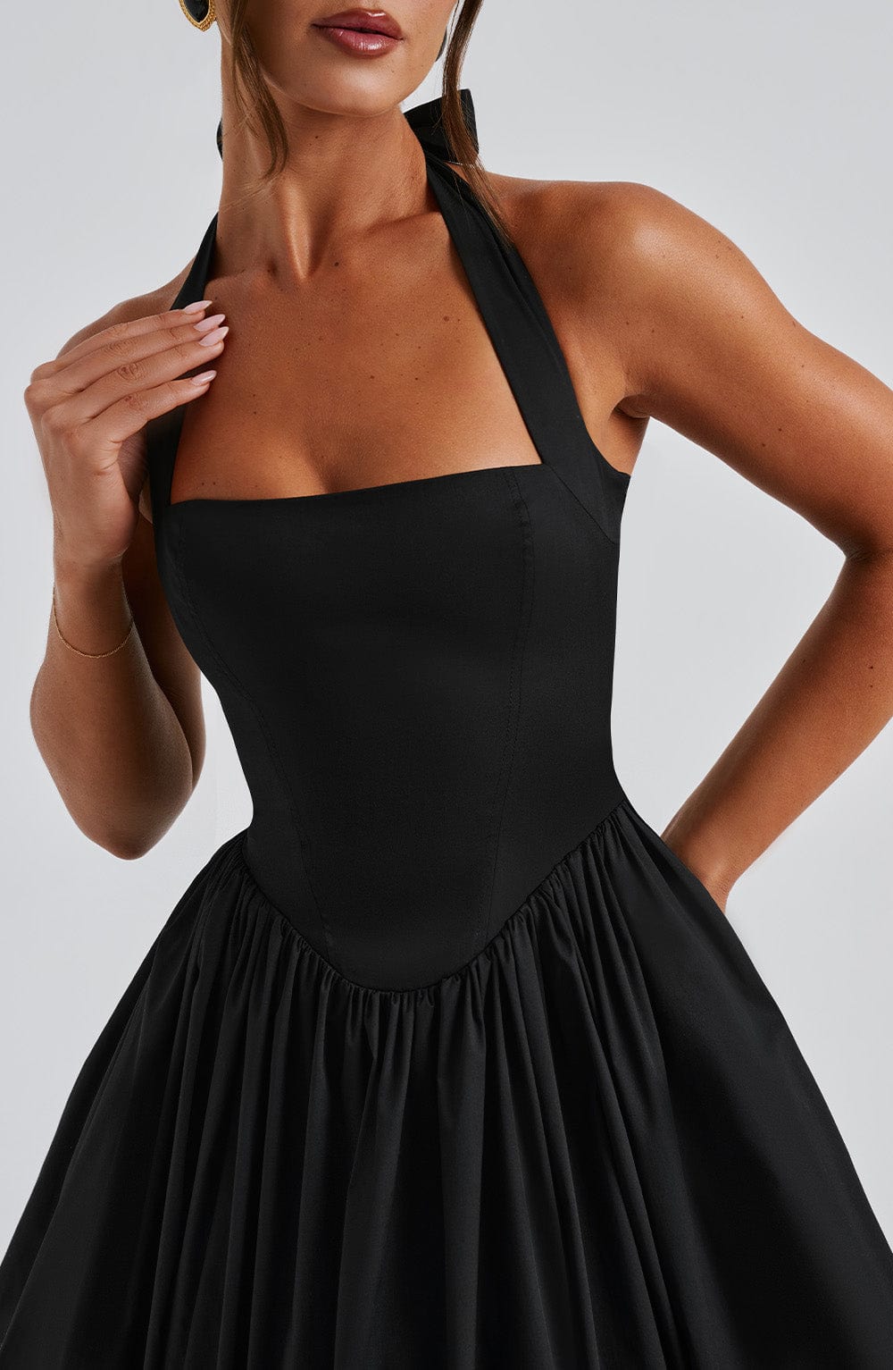 Women's Full Swing Skirt Halter Midi Dress