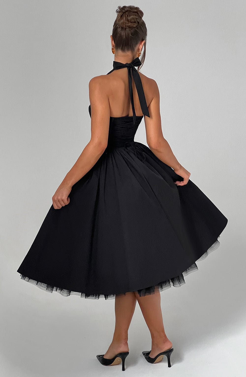 Women's Full Swing Skirt Halter Midi Dress
