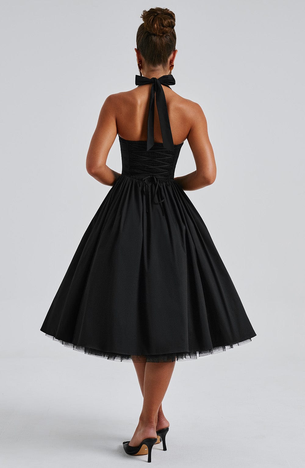Women's Full Swing Skirt Halter Midi Dress