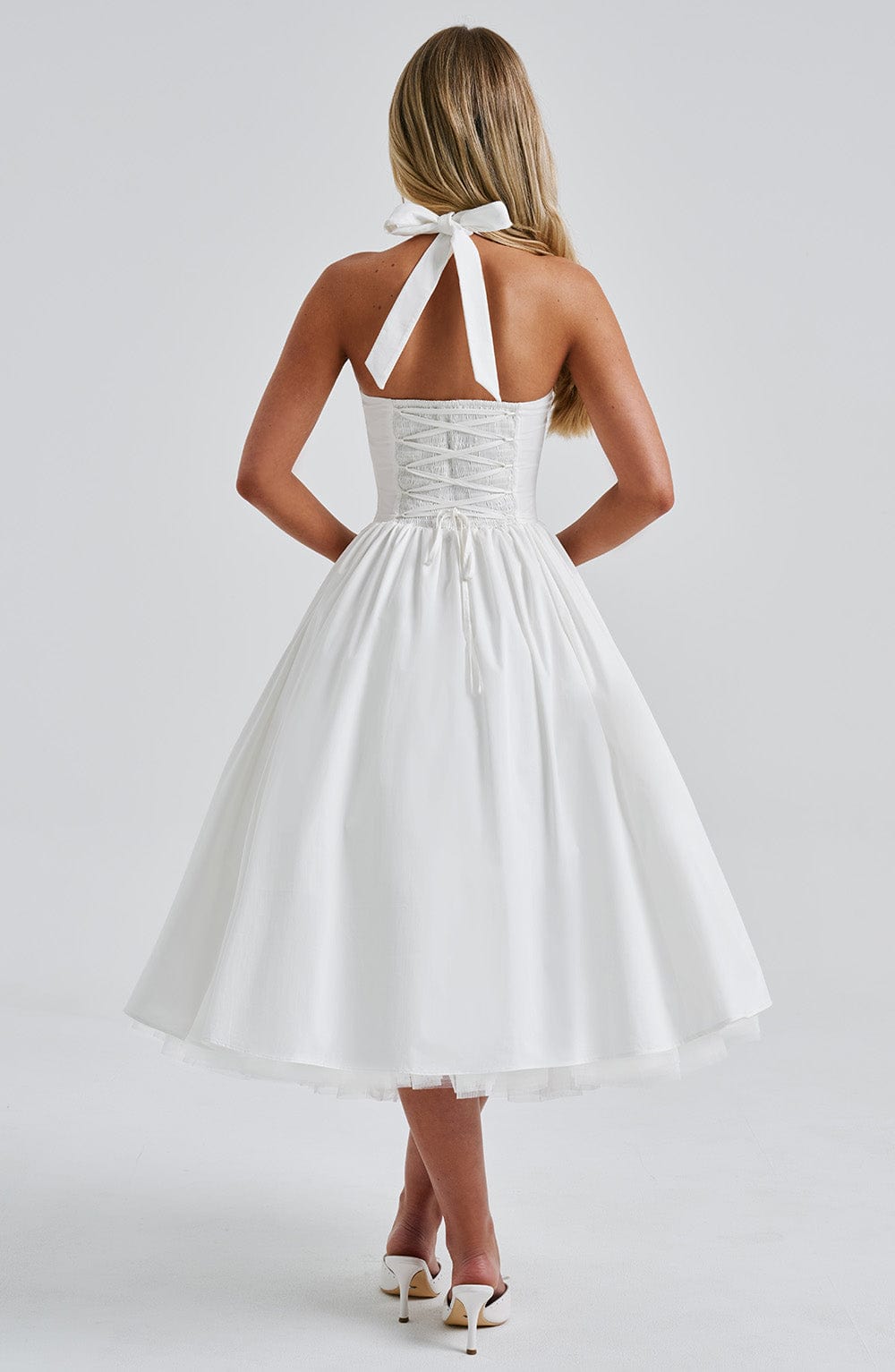 Women's Full Swing Skirt Halter Midi Dress
