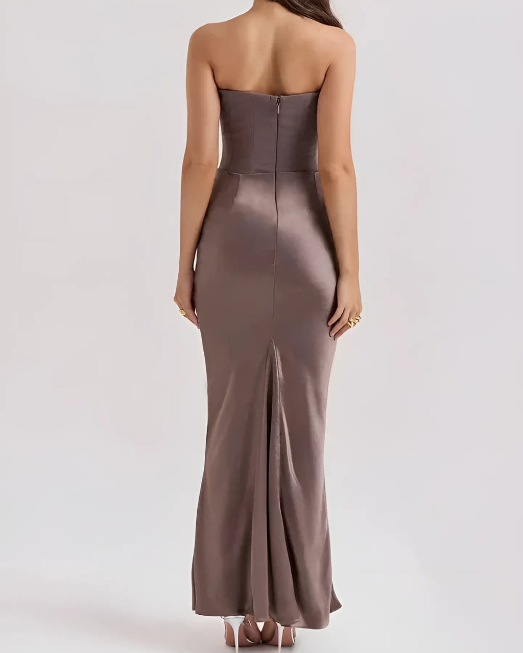 Women's Formal Evening Strapless Draped Maxi Gown